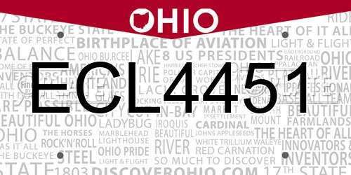 ECL4451 Ohio License Plate