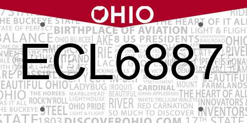 ECL6887 Ohio License Plate