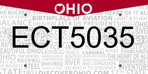 ECT5035 Ohio License Plate