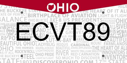 ECVT89 Ohio License Plate