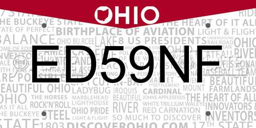 ED59NF Ohio License Plate