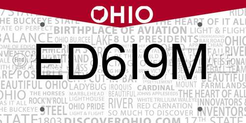 ED6I9M Ohio License Plate