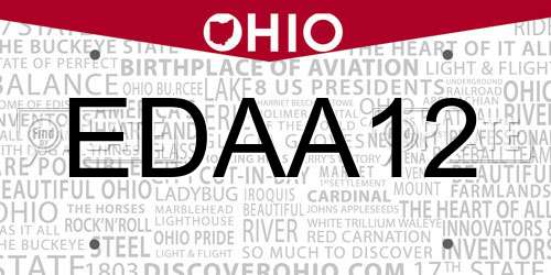 EDAA12 Ohio License Plate