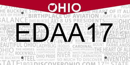 EDAA17 Ohio License Plate