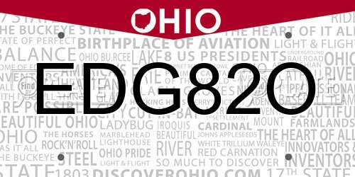 EDG82O Ohio License Plate