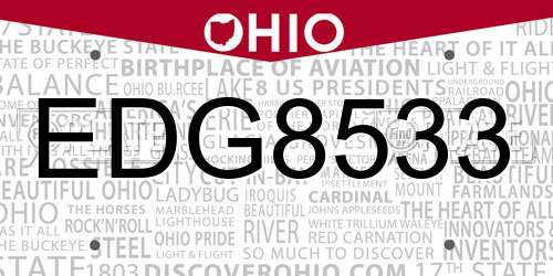 EDG8533 Ohio License Plate