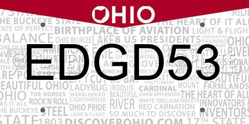 EDGD53 Ohio License Plate