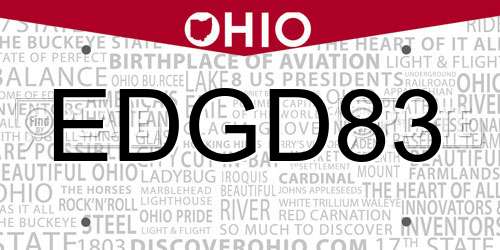 EDGD83 Ohio License Plate