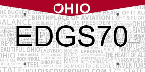 EDGS70 Ohio License Plate