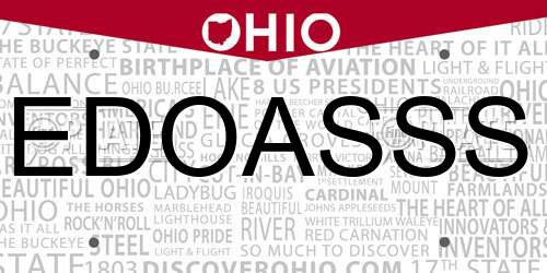 EDOASSS Ohio License Plate