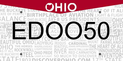 EDOO50 Ohio License Plate