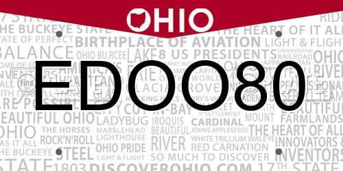 EDOO80 Ohio License Plate