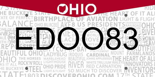 EDOO83 Ohio License Plate