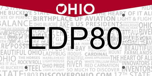 EDP80 Ohio License Plate