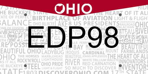 EDP98 Ohio License Plate