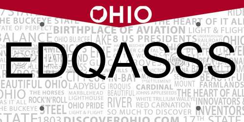 EDQASSS Ohio License Plate