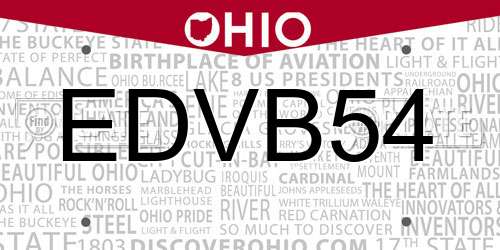 EDVB54 Ohio License Plate