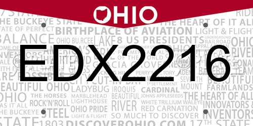 EDX2216 Ohio License Plate