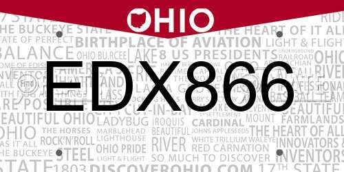 EDX866 Ohio License Plate