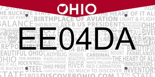EE04DA Ohio License Plate
