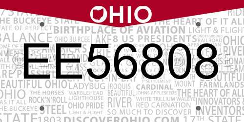 EE56808 Ohio License Plate