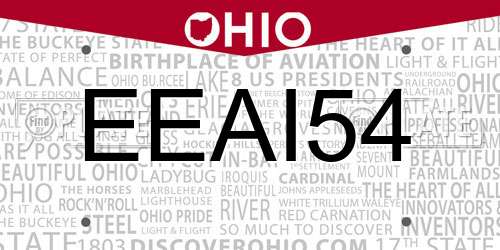 EEAI54 Ohio License Plate