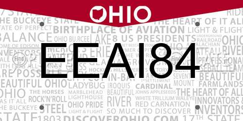 EEAI84 Ohio License Plate
