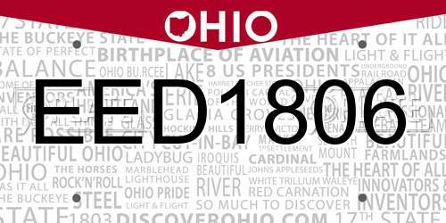 EED1806 Ohio License Plate