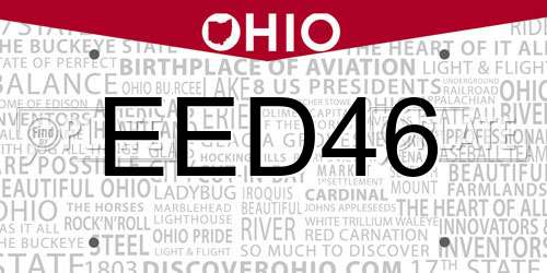 EED46 Ohio License Plate