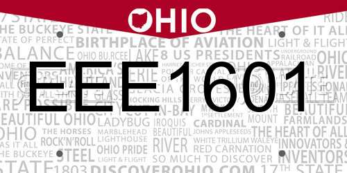 EEE1601 Ohio License Plate
