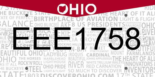 EEE1758 Ohio License Plate