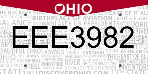 EEE3982 Ohio License Plate