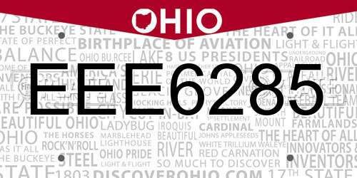 EEE6285 Ohio License Plate