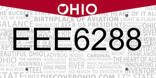 EEE6288 Ohio License Plate