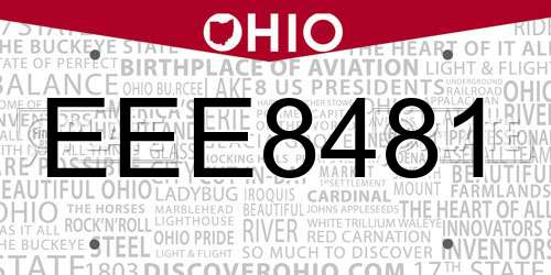 EEE8481 Ohio License Plate