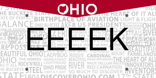 EEEEK Ohio License Plate