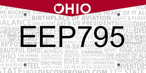 EEP795 Ohio License Plate