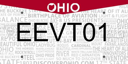 EEVT01 Ohio License Plate