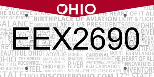 EEX2690 Ohio License Plate