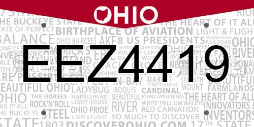 EEZ4419 Ohio License Plate