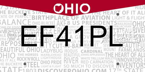 EF41PL Ohio License Plate