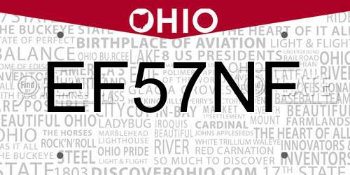EF57NF Ohio License Plate