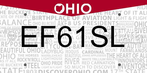 EF61SL Ohio License Plate