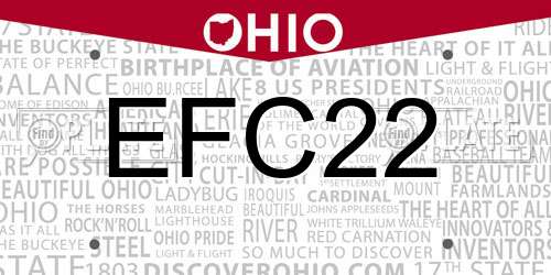 EFC22 Ohio License Plate