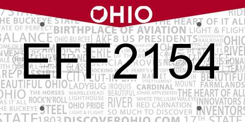 EFF2154 Ohio License Plate