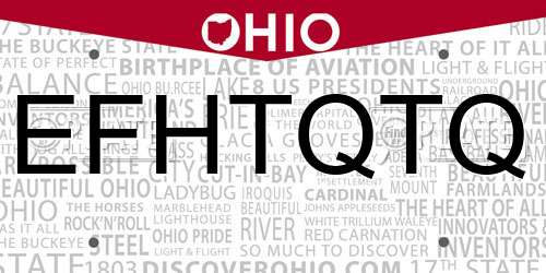 EFHTQTQ Ohio License Plate