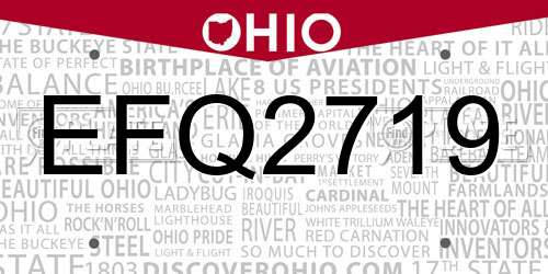 EFQ2719 Ohio License Plate