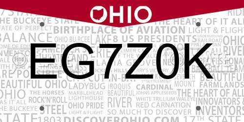 EG7Z0K Ohio License Plate