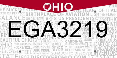 EGA3219 Ohio License Plate