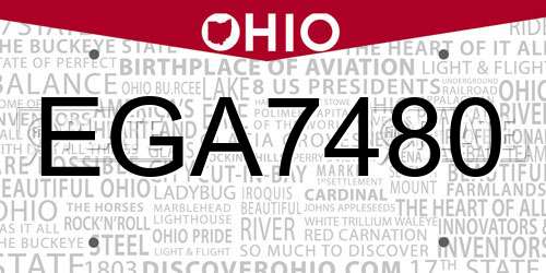 EGA7480 Ohio License Plate